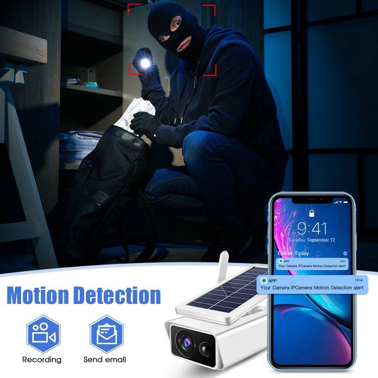 T13-2 1080P HD Solar Powered 2.4GHz WiFi Security Camera without Battery, Support Motion Detection, Night Vision, Two Way Audio, TF Card, T13-2 without Battery T13-2 1080P HD Solar Powered 2.4GHz WiFi Security Camera without Battery, Support Motion Detection, Night Vision, Two Way Audio, TF Card, T13-2 without Battery